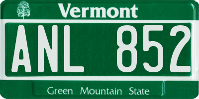 VT license plate ANL852