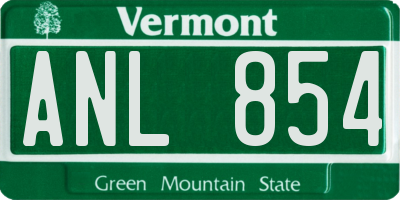 VT license plate ANL854