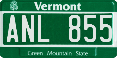 VT license plate ANL855