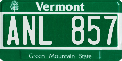 VT license plate ANL857