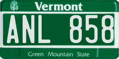 VT license plate ANL858