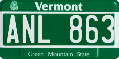 VT license plate ANL863