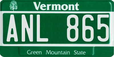 VT license plate ANL865