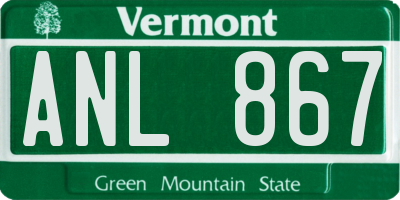 VT license plate ANL867