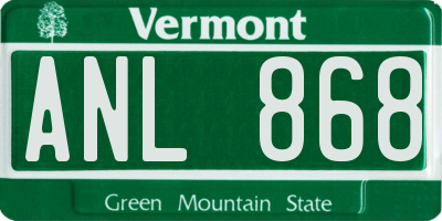 VT license plate ANL868
