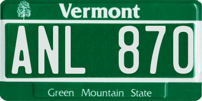 VT license plate ANL870