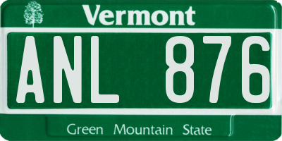 VT license plate ANL876