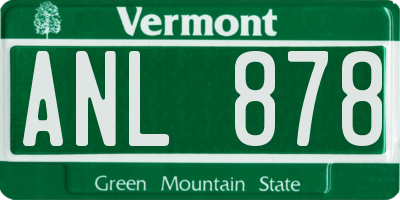 VT license plate ANL878