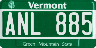 VT license plate ANL885