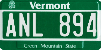 VT license plate ANL894