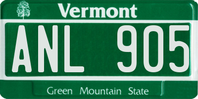 VT license plate ANL905