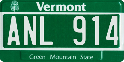 VT license plate ANL914