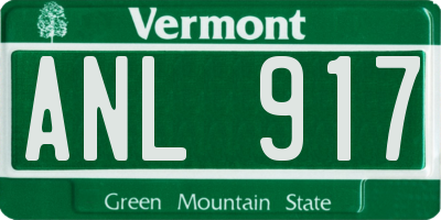 VT license plate ANL917