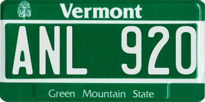 VT license plate ANL920
