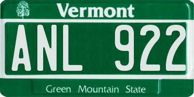 VT license plate ANL922