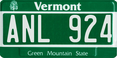 VT license plate ANL924