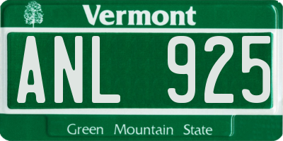 VT license plate ANL925