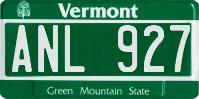 VT license plate ANL927