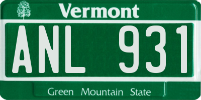 VT license plate ANL931
