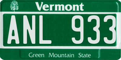 VT license plate ANL933