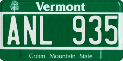 VT license plate ANL935