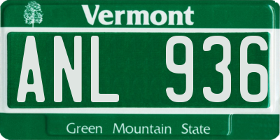 VT license plate ANL936