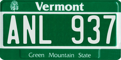 VT license plate ANL937