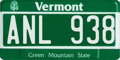 VT license plate ANL938