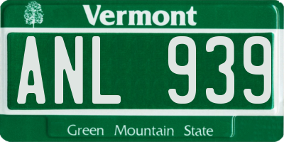 VT license plate ANL939