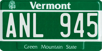 VT license plate ANL945