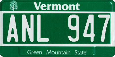 VT license plate ANL947