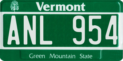 VT license plate ANL954