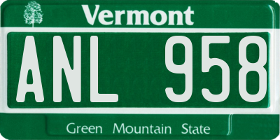 VT license plate ANL958