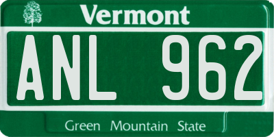 VT license plate ANL962