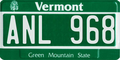 VT license plate ANL968