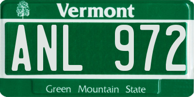 VT license plate ANL972