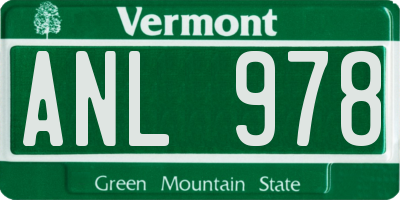 VT license plate ANL978