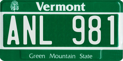 VT license plate ANL981