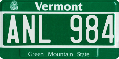 VT license plate ANL984