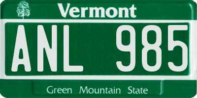 VT license plate ANL985