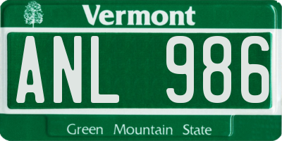 VT license plate ANL986