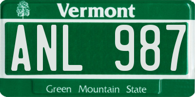 VT license plate ANL987