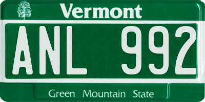 VT license plate ANL992
