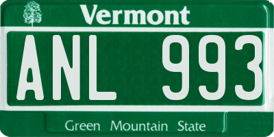 VT license plate ANL993
