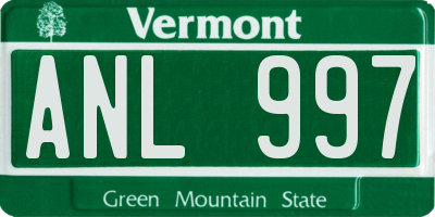 VT license plate ANL997