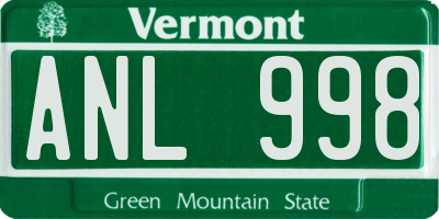 VT license plate ANL998