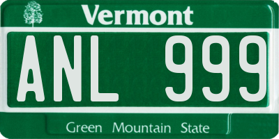 VT license plate ANL999
