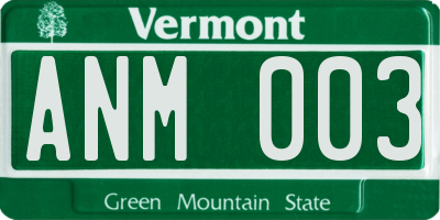 VT license plate ANM003