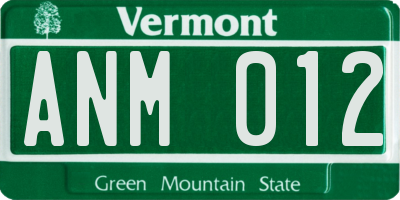 VT license plate ANM012