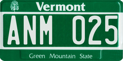 VT license plate ANM025